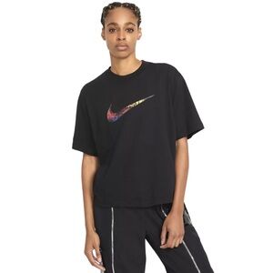 Nike Black Airxotic Boxy T-Shirt w/Multicolor Swoosh, Size Medium